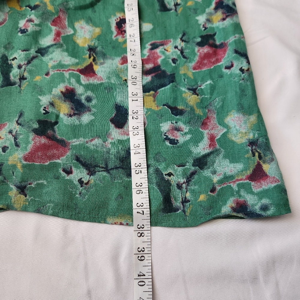 BELLAMBRA MADE IN ITALY 100% Linen Neck Tie Floral Watercolor Printed Dress - Picture 13 of 13